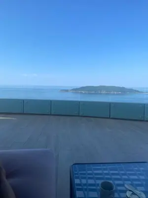 a view of a room with a view of the ocean at The best view in Montenegro in Budva