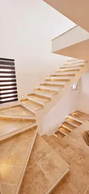 a staircase in a house with wooden floors at Sweet Sea Villa in Utjeha