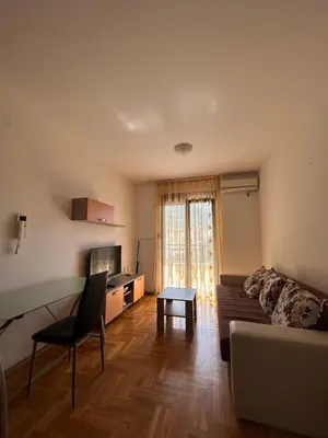 a living room with a couch and a table at Apartment Pegaz in Budva