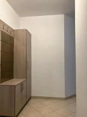 a bathroom with a shower and a counter in a room at Apartment Pegaz in Budva