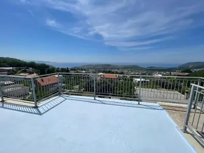 a view of a balcony with a skateboard ramp at Sutomore Panorama Apartment in Sutomore