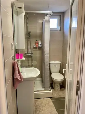 a small bathroom with a toilet and a sink at Sutomore Panorama Apartment in Sutomore
