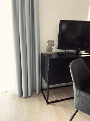 a living room with a television and a chair at Apartments Mrdak in Bar