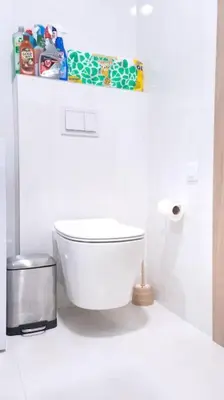 a white bathroom with a toilet on a counter at Ana Lux Master apartament in Podgorica