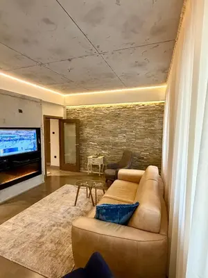 a living room with a couch and a flat screen tv at smgold lux apartman in Podgorica