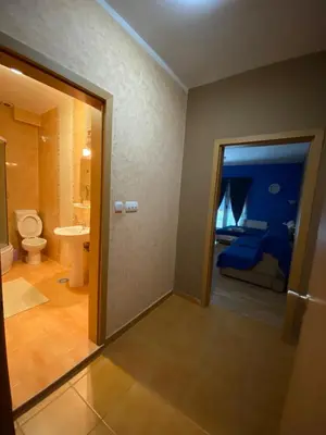 a bathroom with a toilet and a sink and a door at Apartmani Jaz 24 in Budva