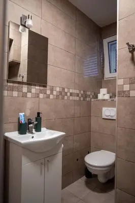 a bathroom with a sink and a toilet at Apartman Milica-Mica in Kotor