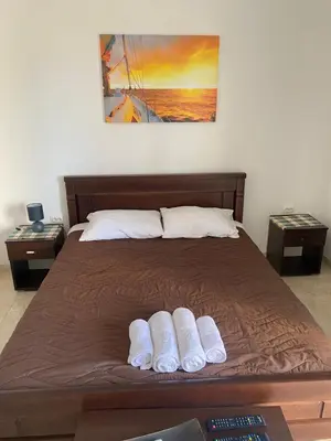a bed with two white pillows on top of it at Apartmani Vila Delfin in Dobra Voda