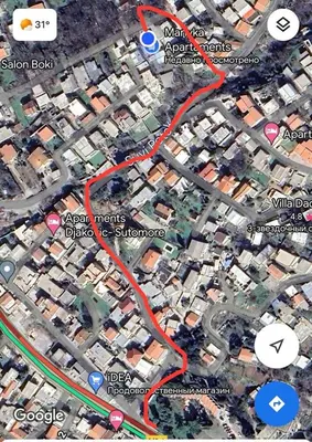 a map of a city with roads and buildings at Mariyka Apartaments 2 in Sutomore