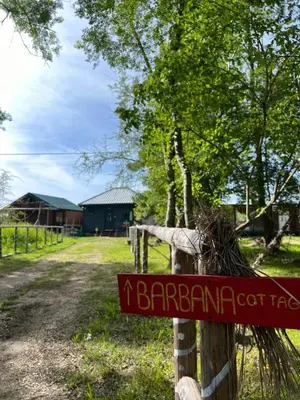 a sign for a barramante farm on a fence at Barbana Cottage , Ada Bojana in Ulcinj