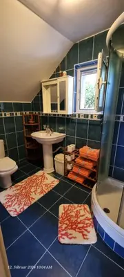 a bathroom with a sink and a toilet and a shower at Schmidt in Lastva