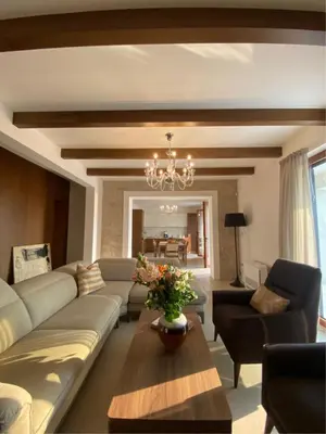 a living room with a couch and a table at Belsize Villas in Budva