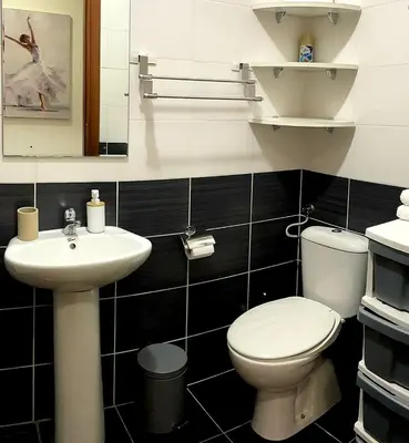 a bathroom with a toilet and a sink at Royal in Podgorica