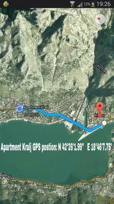 a map of the approximate location of an artificial khashggg pos position at Apartment Kralj in Kotor