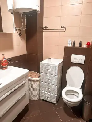 a bathroom with a toilet and a sink at AvR Barka Budva in Budva