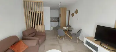 a living room with a couch and a table at Biserni Apartman 1 in Kotor