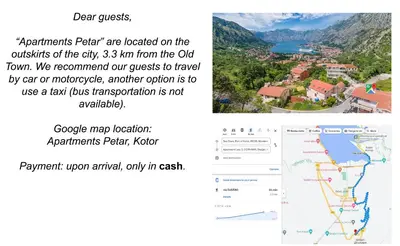 a screenshot of a map and a google maps location at Apartment Petar 1 in Kotor