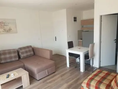 a living room with a couch and a table at Bulat 1 in Budva