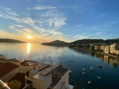 a view of a river with boats in the water at Ponta Nova One bedroom Apartment with Sea view in Budva