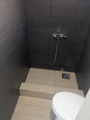a bathroom with a shower with a toilet at Mara in Podgorica