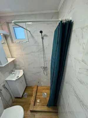 a bathroom with a shower with a toilet and a sink at Villagio in Virpazar