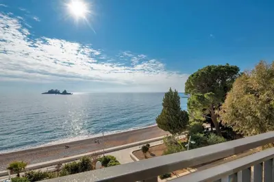a view of the ocean from a balcony at La Vista Apartment in Petrovac na Moru