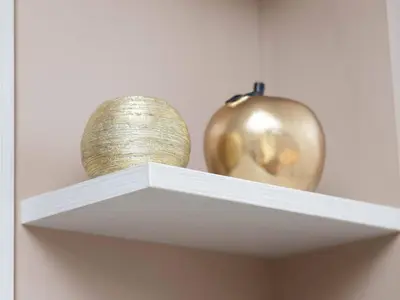 a shelf with an onion and an apple on it at Apartment Kosta in Podgorica