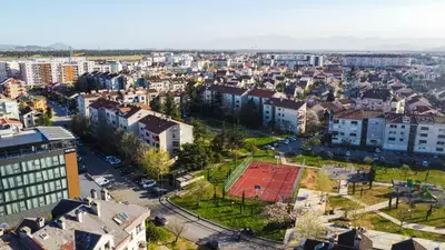 an aerial view of a city with buildings at Apartment Kosta in Podgorica