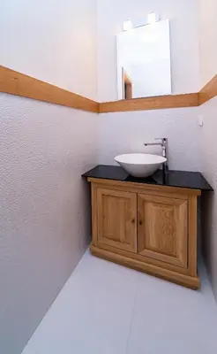 a bathroom with a sink and a mirror at Villa Tivat Bay View in Kotor