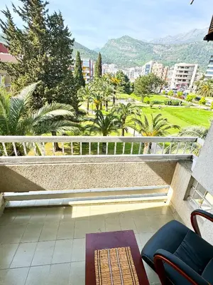 a balcony with a view of a city at Mia Apartment in Budva