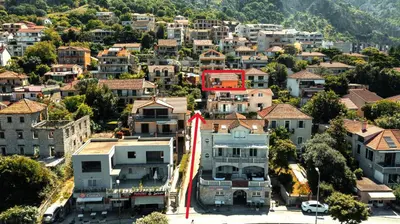 an aerial view of a city with houses at Apartment Busola in Kotor