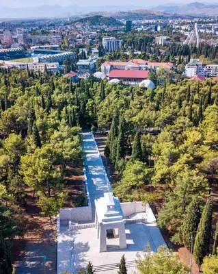 an overhead view of a building in a city at Gallery apartment in Podgorica