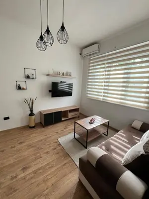 a living room with a couch and a flat screen tv at Old Capital in Cetinje