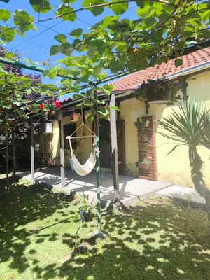 a house with a hammock in the yard at Vila Marija in Podgorica