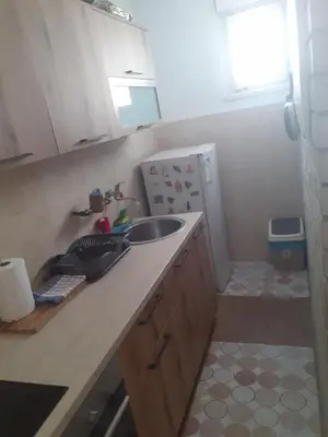 a small kitchen with a sink and a refrigerator at Lamela in Bar