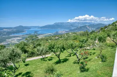 a view of a lake from a hill at Apartment Paradise in Kotor