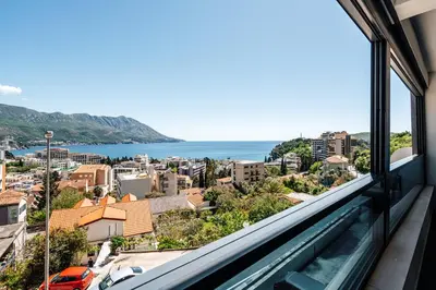 a view from a window of a city at Budva Gate by In Property in Budva