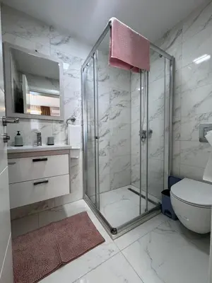 a bathroom with a shower and a toilet at Sarah in Bijela Glavica