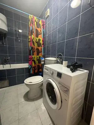 a bathroom with a washing machine and a toilet at Aprtment Mili in Budva