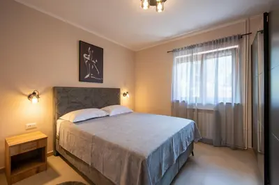 a bedroom with a large bed and a window at Bubi in Kotor