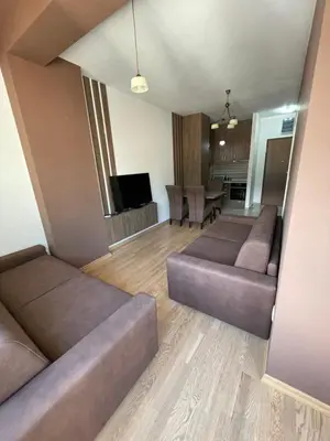 a living room with two couches and a television at Apartments Moreno in Budva