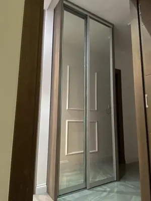 a sliding glass door in a room at Masha Apartment in Budva