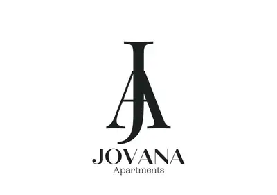 a letter monogram logo in black isolated on white background at Jovana Apartments 2 in Budva