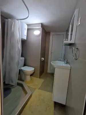 a small bathroom with a toilet and a sink at Olga 112 in Bar