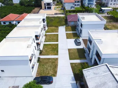 an aerial view of buildings in a city at Bumax Apartments in Ulcinj
