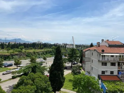 an aerial view of a city with a building at Original Sunny place in Podgorica
