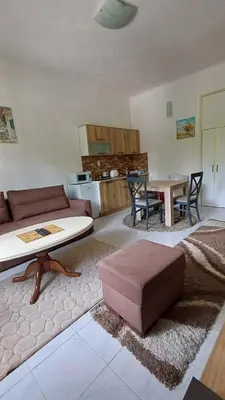a living room with a couch and a table at Star Apartment in Cetinje