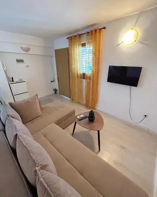 a living room with a couch and a table at Zinzula apartments in Bar