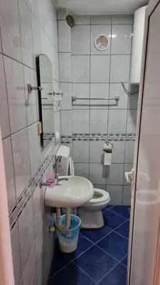 a small bathroom with a toilet and a sink at Apartmani Boskovic in Sutomore