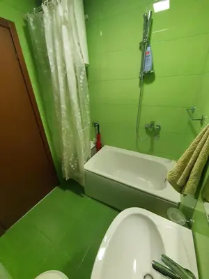 a bathroom with a shower and a toilet and a sink at Ana apartment City kvart in Podgorica